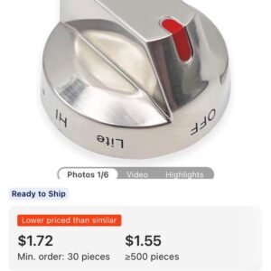 DG64-00473A Gas Stove Knob Stainless Steel Replacements