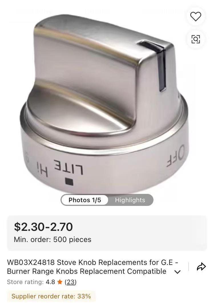 WB03 X24818 Stove Knob Replacements for G.E