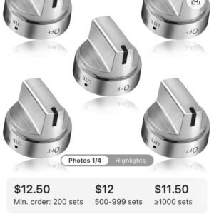 5 Pack WB03X24818 Stove Knob Replacement